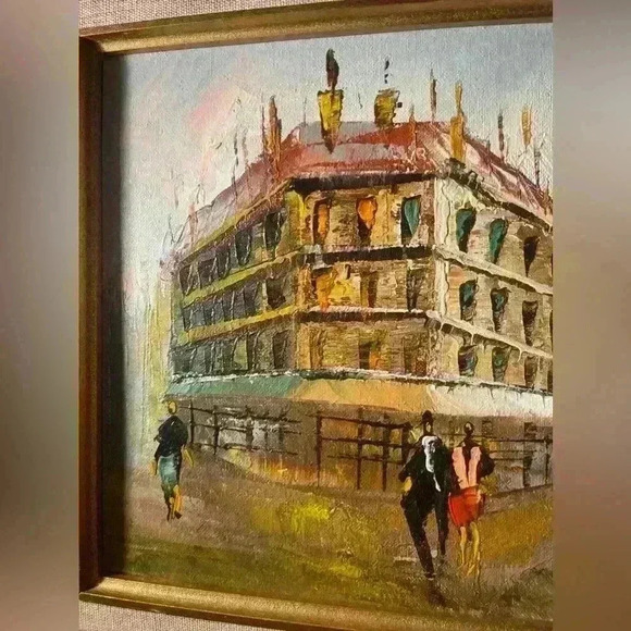 🎨 Cityscape Street Scene Impressionist  Oil on Canvas Framed Painting - Picture 2 of 14